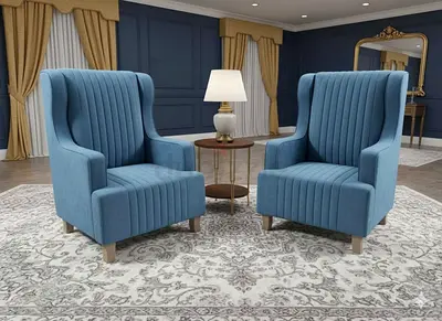 Elegant Blue Wingback Chairs for a Chic Living Space