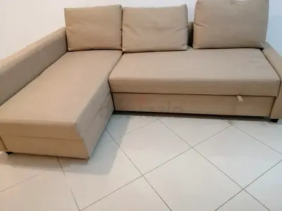 Stylish Beige L-Shaped Sofa with Storage