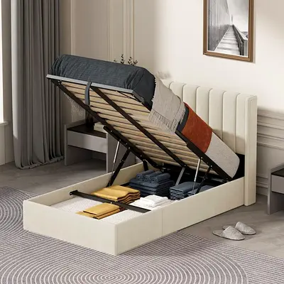 Contemporary Bed with Storage Space - Stylish and Hydraulic Lift-Up