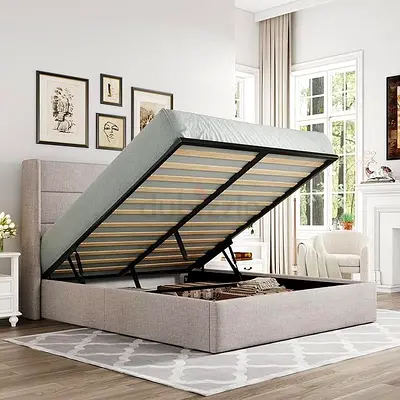 Modern Storage Bed with Lift-Up Mechanism