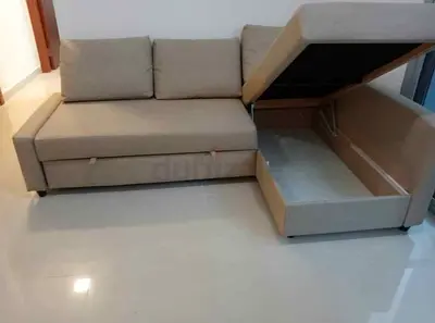 Stylish Beige Sofa Bed with Storage - Perfect for Any Space!