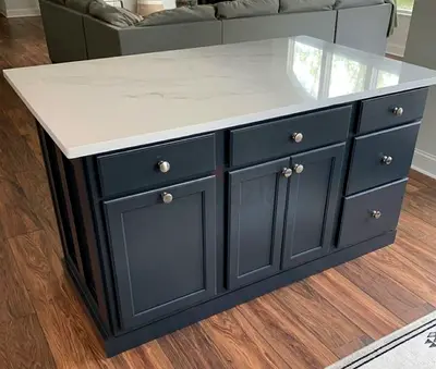 Stylish Kitchen Island with Marble Top and Ample Storage