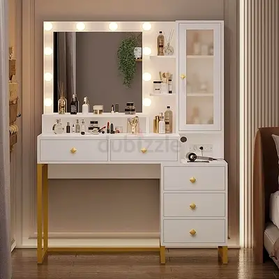 Stylish White Dressing Table with LED Lights