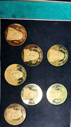 Rare 1980 UAE Gold Proof Medal Collection - 7 Founding Fathers - 24K Gold 32g Each - Limited Edition