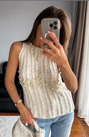 Bloggers Favourite Zara Knit Top With Faux Peals