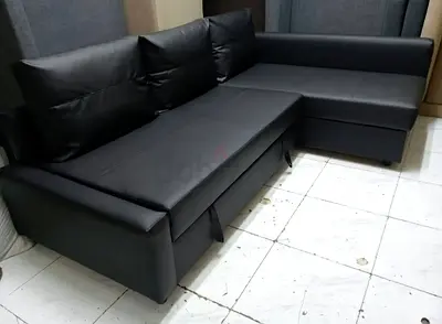 Modern Black Corner Sofa with Storage