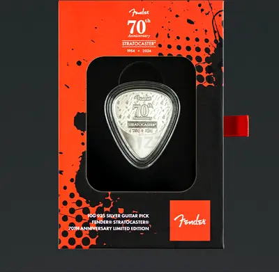 Limited Edition Fender 70th Anniversary Guitar Pick - Fender Silver Guitar Pick - Unique Collectible