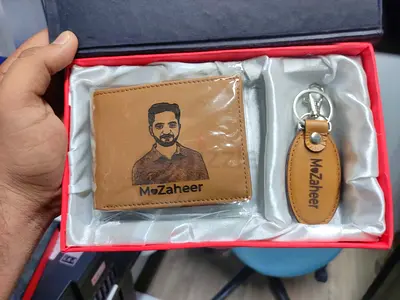Personalized Wallet and Keychain Set