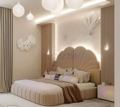 Cozy Oasis Bed ️ | Modern Beige Bliss with Scallop Headboard