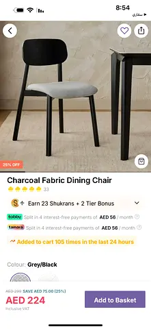 Stylish Charcoal Fabric Dining Chair - Modern Elegance for Your Home