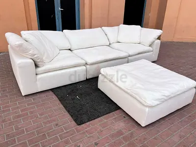 Feather  filled Marina Home 4_ pieces Modular Sofa with footstool