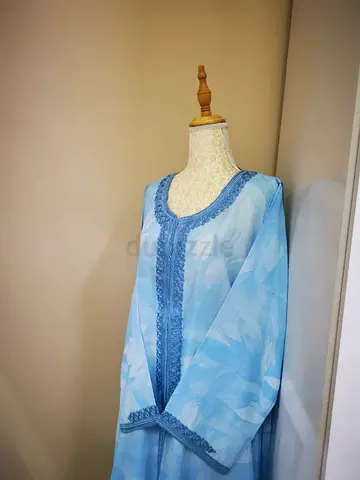 Beautiful Blue Abaya with Delicate Embroidery
