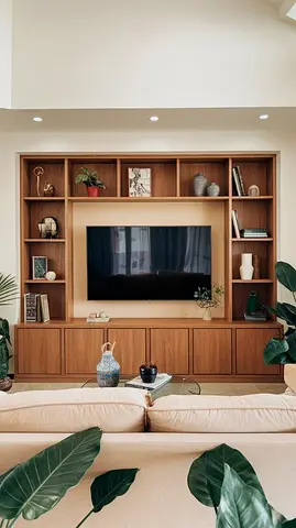 Stylish Wooden Entertainment Center with Modern Design