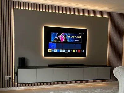 New media wall, Custom made tv unit in Ras Al Khaimah