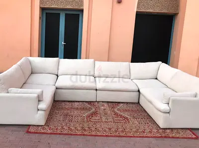 Looks great Condition Home Center Swin feather filled Corner U Shape Sofa Beige