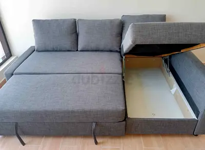 L shape sofa com bed storage