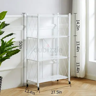 Foldable Storage Shelves 4 Tier Storage Racks Kitchen Cabinet Multipurpose Rack