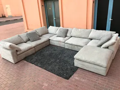 Perfect Condition Pan Home pianca feather filled Modular Living room with footstool