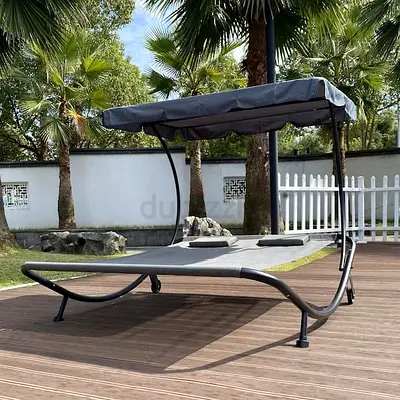 Steel Outdoor Portable Double Chaise Lounge Hammock Bed