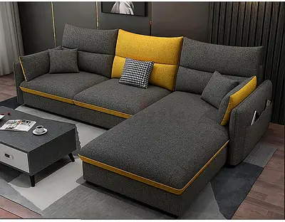 Sleeper Sofa, 2-Seater Fabric Sectional with Bed, Living Room Accent Piece