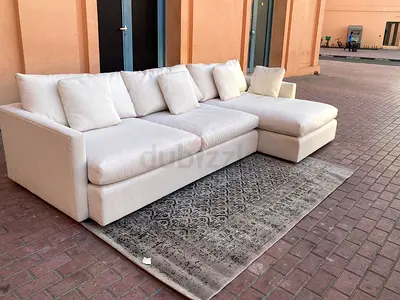 Stylish Comfort CrateBarrel Lounge Deep feather filled L Shape Sofa Beige