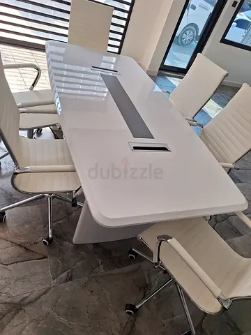Sleek Modern Office Conference Table with Executive Chairs