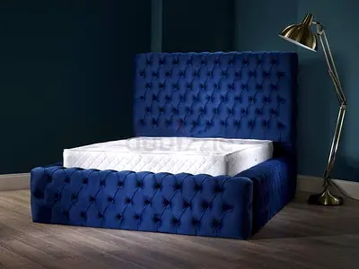 Cozy Cuddle Tufted Upholstered Bed King 180 X 200 Blue-FOSLKYFRNT2603