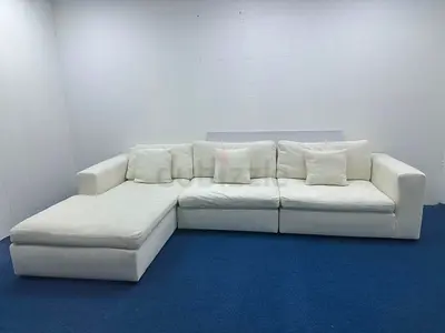 Like new condition Marina home feather filled lshape sofa