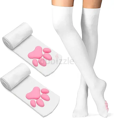 White Cat Paw Socks - costume