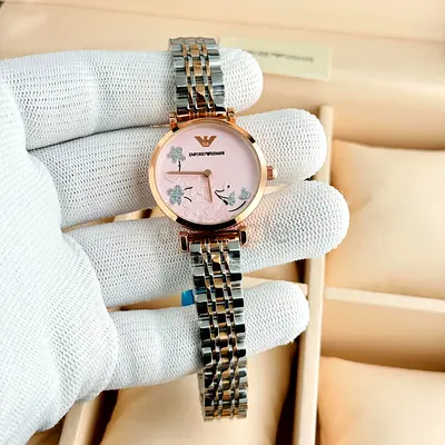 Elegant Emporio Armani Womens Watch with Floral Design