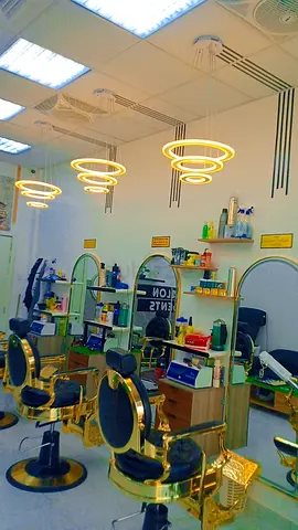 Modern Barber Shop Furniture Set with Gold Accents