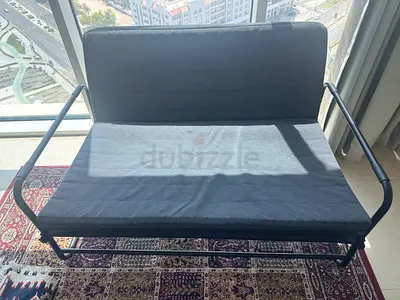 Comfortable 2-Seater Black grey IKEA Sofa Bed futon