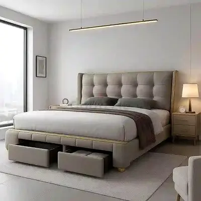 New luxury Comfortable 180200 king size bed with side drawers