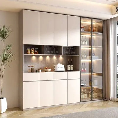 Stylish Modern Entertainment Center with Glass Cabinet