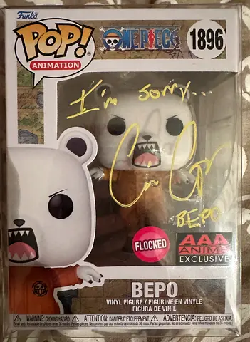 Exclusive Funko Pop! One Piece - Bepo Flocked Figure - Signed Collectible