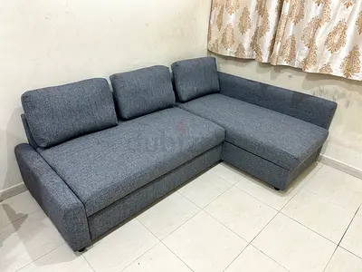 IKEA-L-shaped sofa-bed with storage