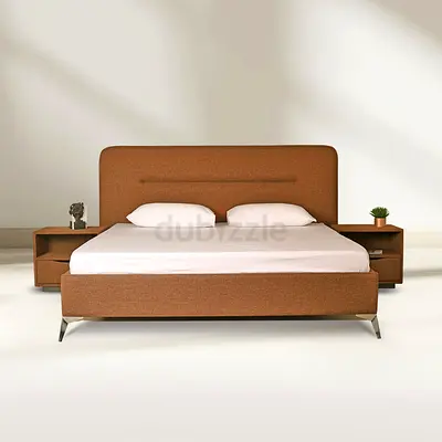 Luxury fabric bed srt king size along with side tables