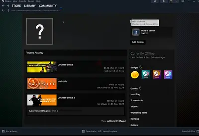 6 DIGITS STEAM ACCOUNT, 2 OCTOBER 2003, CS2 5 10 YEAR VETERAN COIN (NO PRIME), 10 GAMES, LEVEL 6