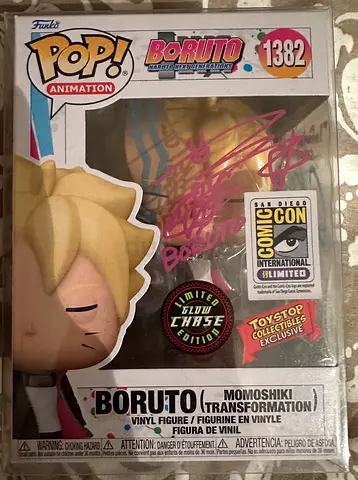 Exclusive Double Signed Chase Comic Con Boruto Funko Pop Figure - Glow in the Dark!