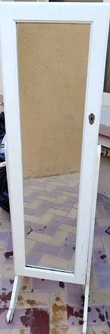 Charming White Standing Mirror with Storage