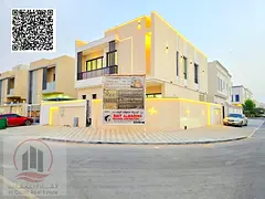 Corner villa for sale in Al Amrah area, Ajman. Modern design (4 master bedrooms, majlis, living room