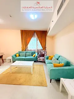 Sharjah Al Taawun, furnished apartment, super deluxe furniture, second floor, next to Oriana Hotel,