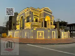 Corner villa for sale in Al Helio area, Ajman. Classic design. Price includes registration fees. (5