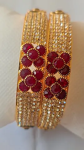 Beautiful Gold Plated Bangles with Ruby Accents