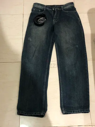 Streetwear Skater Baggy Denim  Y2K Belt Combo - Only 60AED