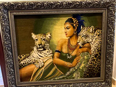 Stunning Art Piece: Woman with Leopards - A Unique Collectible