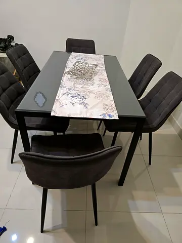 Stylish Dining Table Set with Plush Chairs