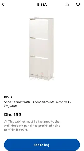 Stylish Bissa Shoe Cabinet with 3 Compartment Storage