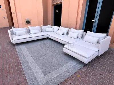 IKEA Soderhamn U shape Elegant White Sectional Sofa with Pillows