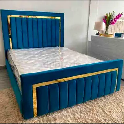 Stylish Velvet Bed with Modern Design